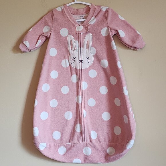 Carters Baby Polka Dot Bunny Fleece Sleep Bag Size 0-3 Months - Picture 1 of 5